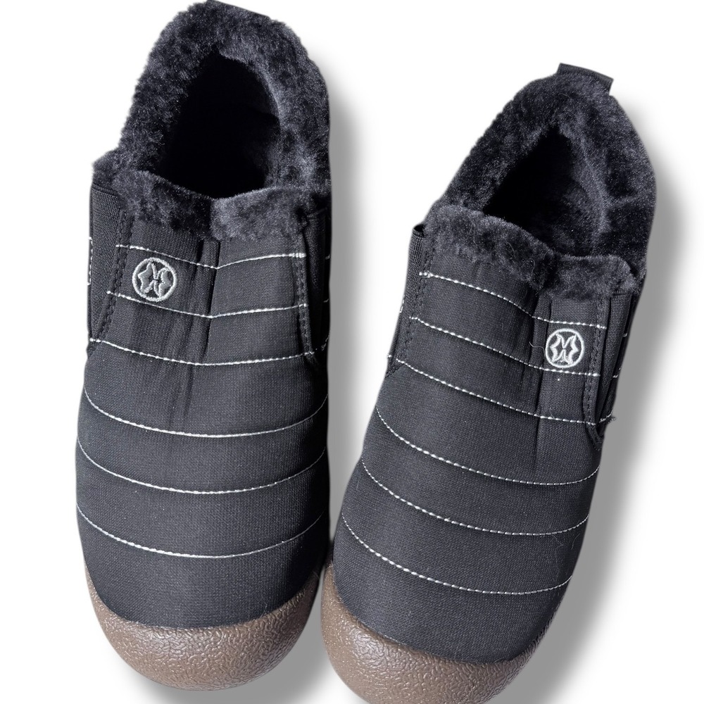 NEW Womens Black Puffer Lined Slip On Shoes Fur Lined Warm Winter Size 9 fluffy - Picture 8 of 11